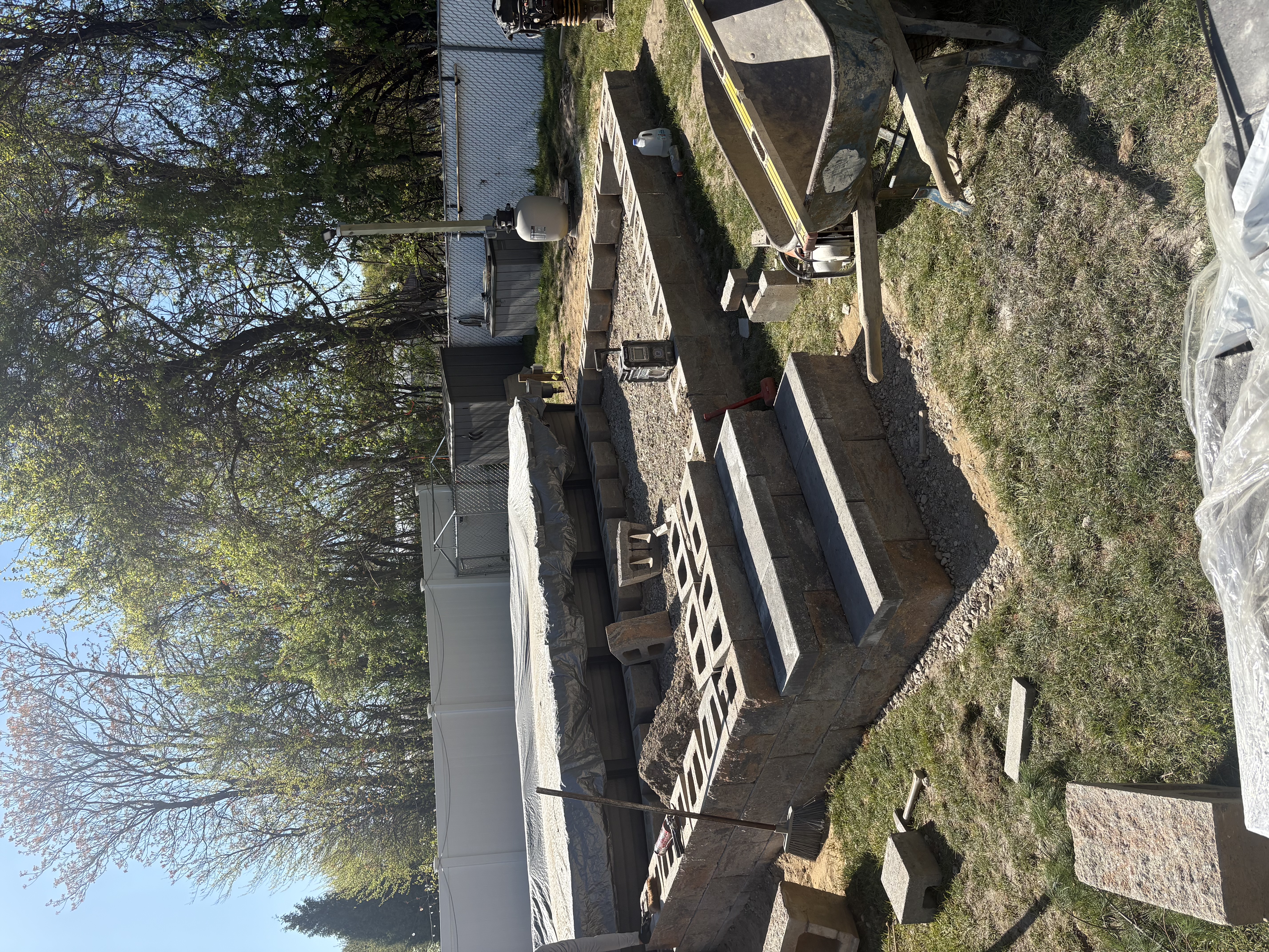 Paver installation in progress