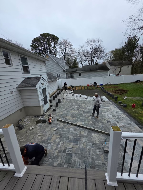Paver installation in progress NJ