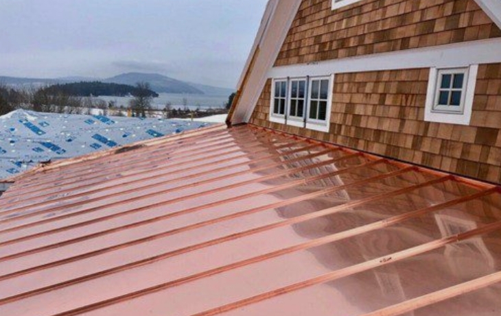 Copper roofing and flashing installed on upscale home Ocean County NJ